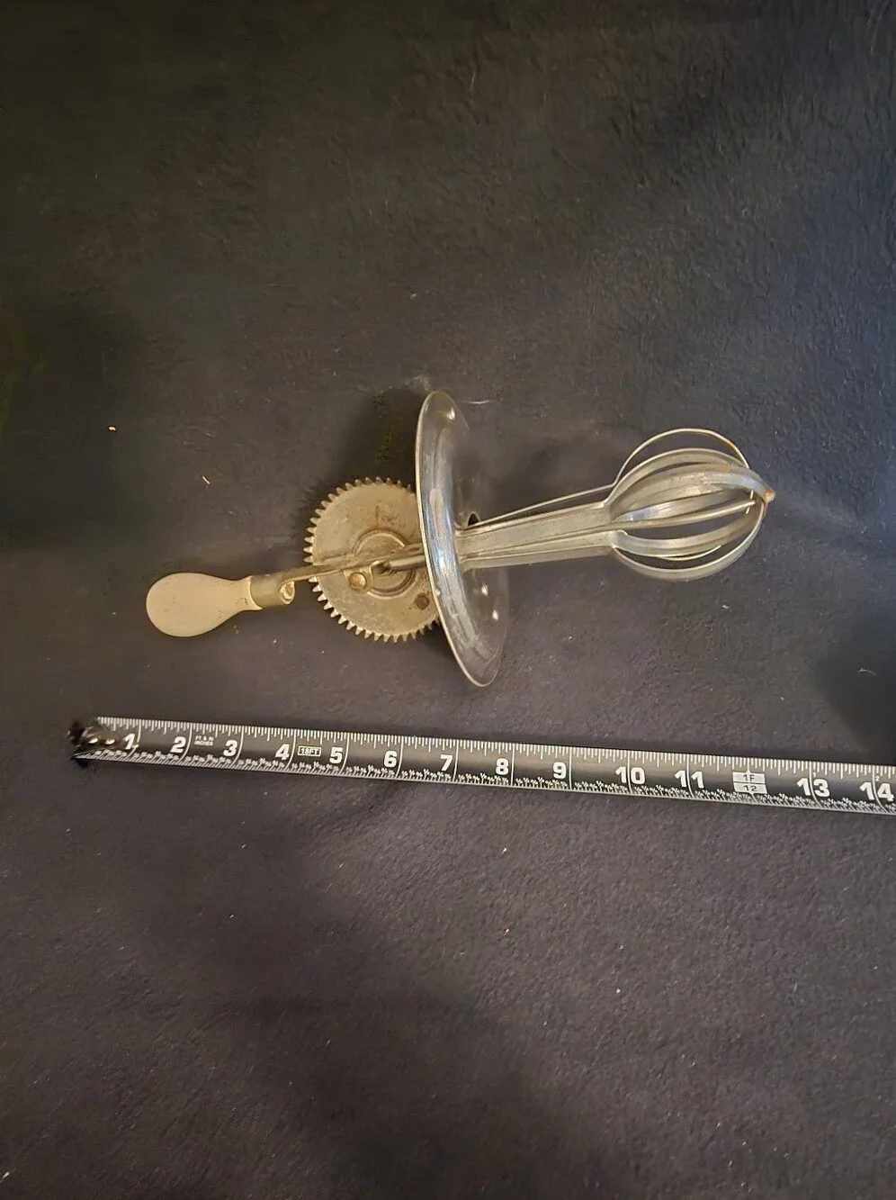 Vintage Hand Mixer with Cream Handles and Metal Beaters